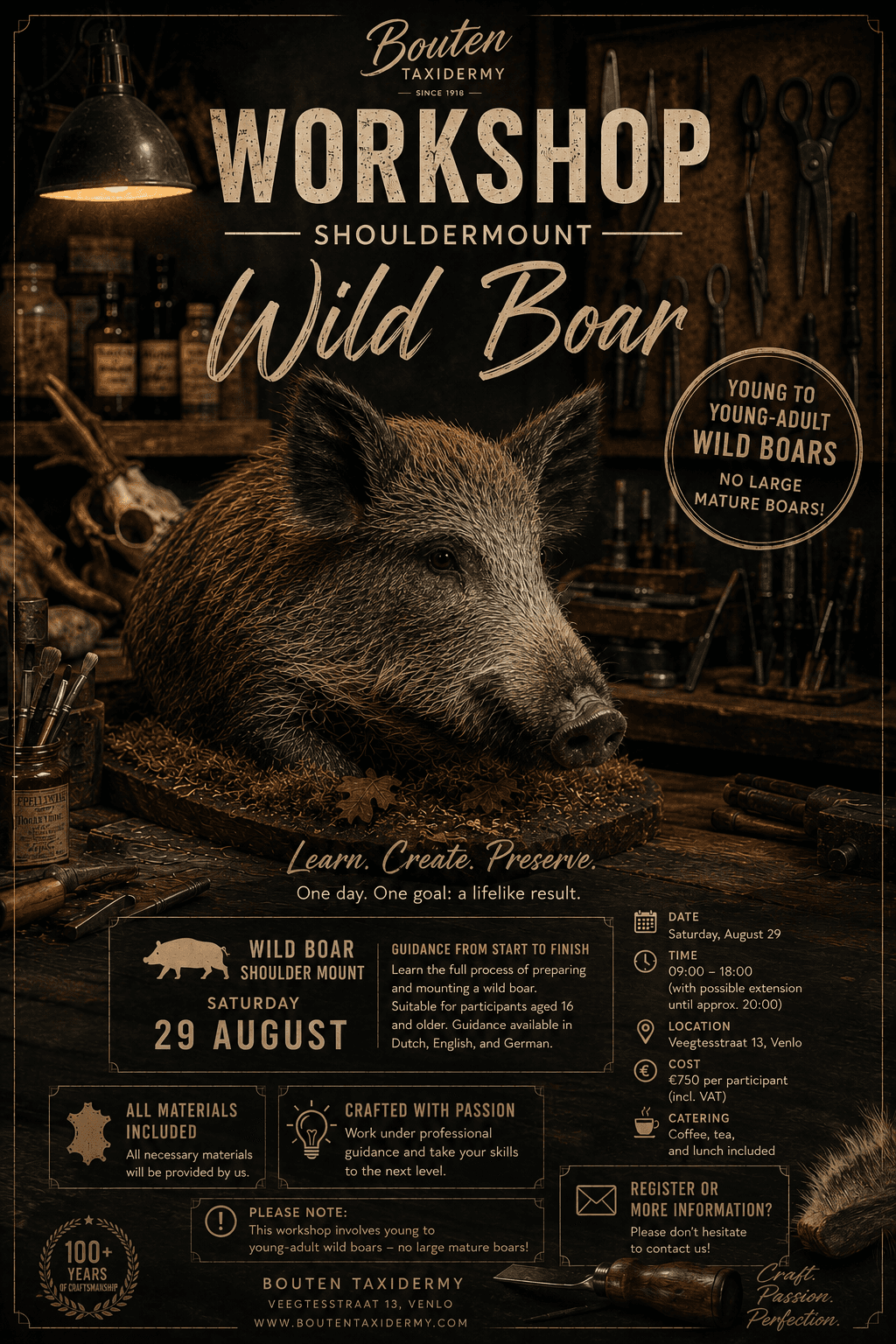 Workshop taxidermy - Wild boar shouldermount